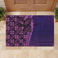 Samoan Pacific Tribal Flower Geometric Art Tattoos Rubber Doormat Siapo Pattern Purple Haze - Polynesian Pride