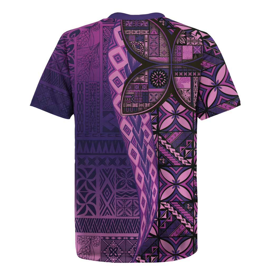 Samoan Pacific Tribal Flower Geometric Art Tattoos Rugby Jersey Siapo Pattern Purple Haze - Polynesian Pride