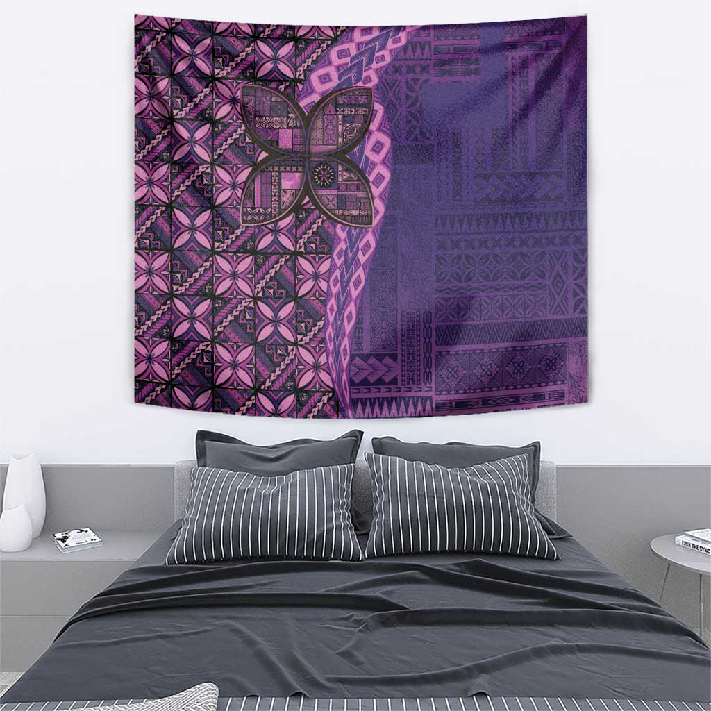 Samoan Pacific Tribal Flower Geometric Art Tattoos Tapestry Siapo Pattern Purple Haze - Polynesian Pride