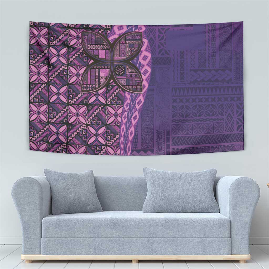 Samoan Pacific Tribal Flower Geometric Art Tattoos Tapestry Siapo Pattern Purple Haze - Polynesian Pride