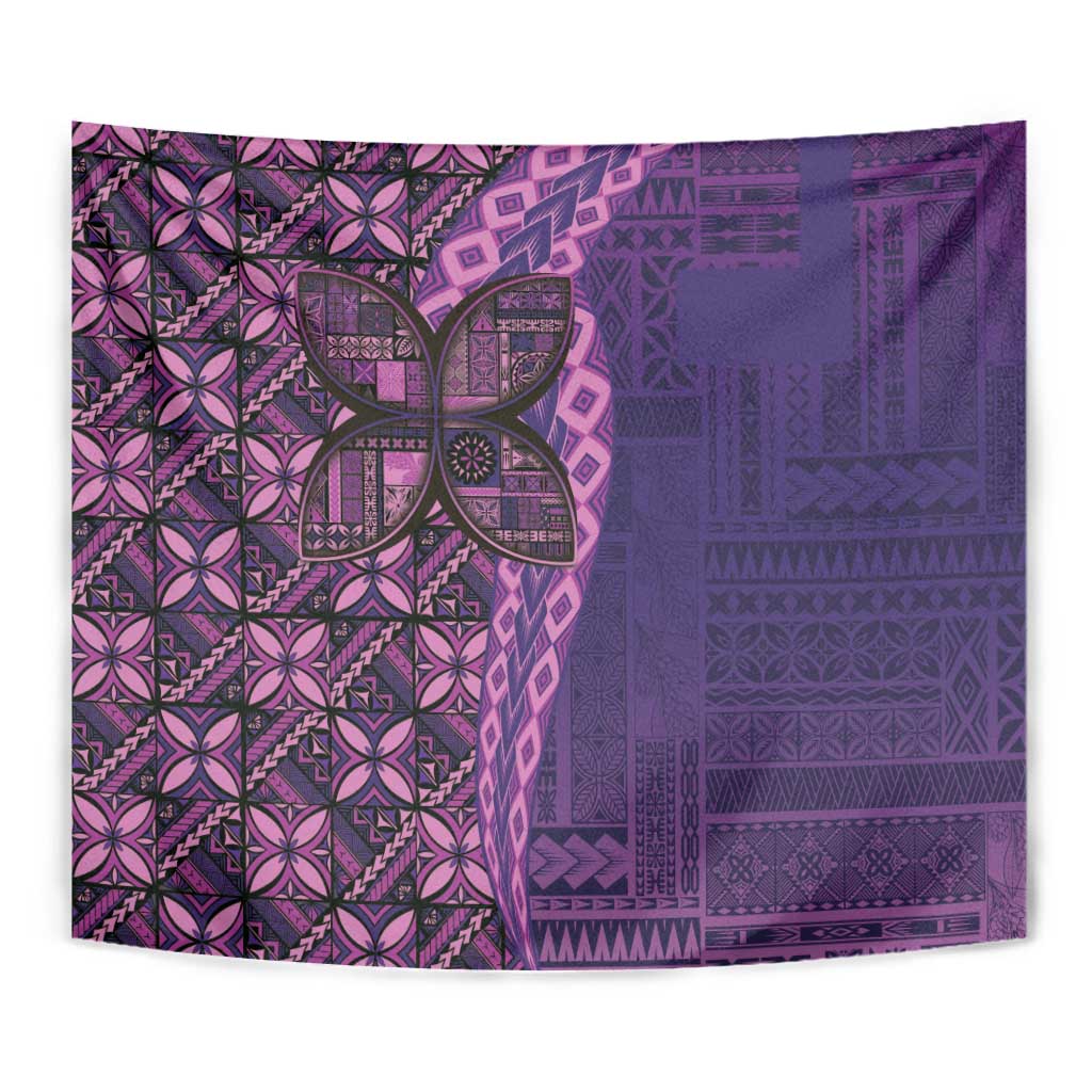Samoan Pacific Tribal Flower Geometric Art Tattoos Tapestry Siapo Pattern Purple Haze - Polynesian Pride