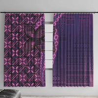 Samoan Pacific Tribal Flower Geometric Art Tattoos Window Curtain Siapo Pattern Purple Haze - Polynesian Pride