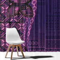 Samoan Pacific Tribal Flower Geometric Art Tattoos Window Curtain Siapo Pattern Purple Haze - Polynesian Pride