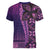 Samoan Pacific Tribal Flower Geometric Art Tattoos Women V-Neck T-Shirt Siapo Pattern Purple Haze - Polynesian Pride