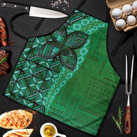 Samoan Pacific Tribal Flower Geometric Art Tattoos Apron Siapo Pattern Emerald Glow - Polynesian Pride