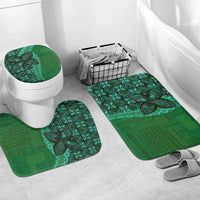 Samoan Pacific Tribal Flower Geometric Art Tattoos Bathroom Set Siapo Pattern Emerald Glow - Polynesian Pride