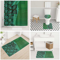 Samoan Pacific Tribal Flower Geometric Art Tattoos Bathroom Set Siapo Pattern Emerald Glow - Polynesian Pride