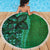 Samoan Pacific Tribal Flower Geometric Art Tattoos Beach Blanket Siapo Pattern Emerald Glow - Polynesian Pride