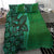 Samoan Pacific Tribal Flower Geometric Art Tattoos Bedding Set Siapo Pattern Emerald Glow - Polynesian Pride
