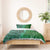 Samoan Pacific Tribal Flower Geometric Art Tattoos Bedding Set Siapo Pattern Emerald Glow - Polynesian Pride