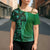 Samoan Pacific Tribal Flower Geometric Art Tattoos Cross Shoulder Shirt Siapo Pattern Emerald Glow - Polynesian Pride