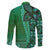 Samoan Pacific Tribal Flower Geometric Art Tattoos Family Matching Long Sleeve Bodycon Dress and Hawaiian Shirt Siapo Pattern Emerald Glow - Polynesian Pride