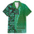 Samoan Pacific Tribal Flower Geometric Art Tattoos Family Matching Mermaid Dress and Hawaiian Shirt Siapo Pattern Emerald Glow - Polynesian Pride