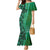 Samoan Pacific Tribal Flower Geometric Art Tattoos Family Matching Mermaid Dress and Hawaiian Shirt Siapo Pattern Emerald Glow - Polynesian Pride