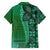 Samoan Pacific Tribal Flower Geometric Art Tattoos Family Matching Off Shoulder Maxi Dress and Hawaiian Shirt Siapo Pattern Emerald Glow - Polynesian Pride