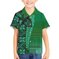 Samoan Pacific Tribal Flower Geometric Art Tattoos Hawaiian Shirt Siapo Pattern Emerald Glow - Polynesian Pride