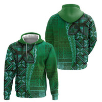 Samoan Pacific Tribal Flower Geometric Art Tattoos Hoodie Siapo Pattern Emerald Glow - Polynesian Pride