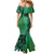 Samoan Pacific Tribal Flower Geometric Art Tattoos Mermaid Dress Siapo Pattern Emerald Glow - Polynesian Pride
