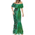 Samoan Pacific Tribal Flower Geometric Art Tattoos Mermaid Dress Siapo Pattern Emerald Glow - Polynesian Pride