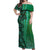 Samoan Pacific Tribal Flower Geometric Art Tattoos Off Shoulder Maxi Dress Siapo Pattern Emerald Glow - Polynesian Pride