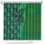Samoan Pacific Tribal Flower Geometric Art Tattoos Shower Curtain Siapo Pattern Emerald Glow - Polynesian Pride