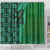 Samoan Pacific Tribal Flower Geometric Art Tattoos Shower Curtain Siapo Pattern Emerald Glow - Polynesian Pride