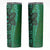 Samoan Pacific Tribal Flower Geometric Art Tattoos Skinny Tumbler Siapo Pattern Emerald Glow - Polynesian Pride