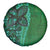 Samoan Pacific Tribal Flower Geometric Art Tattoos Spare Tire Cover Siapo Pattern Emerald Glow - Polynesian Pride