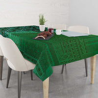 Samoan Pacific Tribal Flower Geometric Art Tattoos Tablecloth Siapo Pattern Emerald Glow - Polynesian Pride