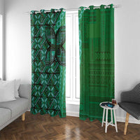Samoan Pacific Tribal Flower Geometric Art Tattoos Window Curtain Siapo Pattern Emerald Glow - Polynesian Pride