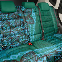 Samoan Pacific Tribal Flower Geometric Art Tattoos Back Car Seat Cover Siapo Pattern Turquoise Tide - Polynesian Pride