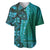 Samoan Pacific Tribal Flower Geometric Art Tattoos Baseball Jersey Siapo Pattern Turquoise Tide - Polynesian Pride