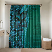 Samoan Pacific Tribal Flower Geometric Art Tattoos Bathroom Set Siapo Pattern Turquoise Tide - Polynesian Pride