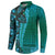 Samoan Pacific Tribal Flower Geometric Art Tattoos Button Sweatshirt Siapo Pattern Turquoise Tide - Polynesian Pride