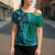 Samoan Pacific Tribal Flower Geometric Art Tattoos Cross Shoulder Shirt Siapo Pattern Turquoise Tide - Polynesian Pride