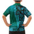 Samoan Pacific Tribal Flower Geometric Art Tattoos Family Matching Mermaid Dress and Hawaiian Shirt Siapo Pattern Turquoise Tide - Polynesian Pride