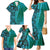 Samoan Pacific Tribal Flower Geometric Art Tattoos Family Matching Mermaid Dress and Hawaiian Shirt Siapo Pattern Turquoise Tide - Polynesian Pride