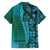 Samoan Pacific Tribal Flower Geometric Art Tattoos Family Matching Off Shoulder Maxi Dress and Hawaiian Shirt Siapo Pattern Turquoise Tide - Polynesian Pride