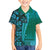 Samoan Pacific Tribal Flower Geometric Art Tattoos Family Matching Short Sleeve Bodycon Dress and Hawaiian Shirt Siapo Pattern Turquoise Tide - Polynesian Pride