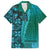 Samoan Pacific Tribal Flower Geometric Art Tattoos Hawaiian Shirt Siapo Pattern Turquoise Tide - Polynesian Pride