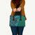 Samoan Pacific Tribal Flower Geometric Art Tattoos Leather Bag Siapo Pattern Turquoise Tide - Polynesian Pride
