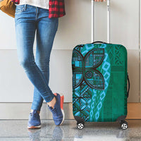 Samoan Pacific Tribal Flower Geometric Art Tattoos Luggage Cover Siapo Pattern Turquoise Tide - Polynesian Pride