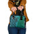 Samoan Pacific Tribal Flower Geometric Art Tattoos Shoulder Handbag Siapo Pattern Turquoise Tide - Polynesian Pride
