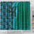 Samoan Pacific Tribal Flower Geometric Art Tattoos Shower Curtain Siapo Pattern Turquoise Tide - Polynesian Pride