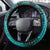 Samoan Pacific Tribal Flower Geometric Art Tattoos Steering Wheel Cover Siapo Pattern Turquoise Tide - Polynesian Pride