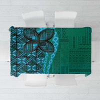 Samoan Pacific Tribal Flower Geometric Art Tattoos Tablecloth Siapo Pattern Turquoise Tide - Polynesian Pride