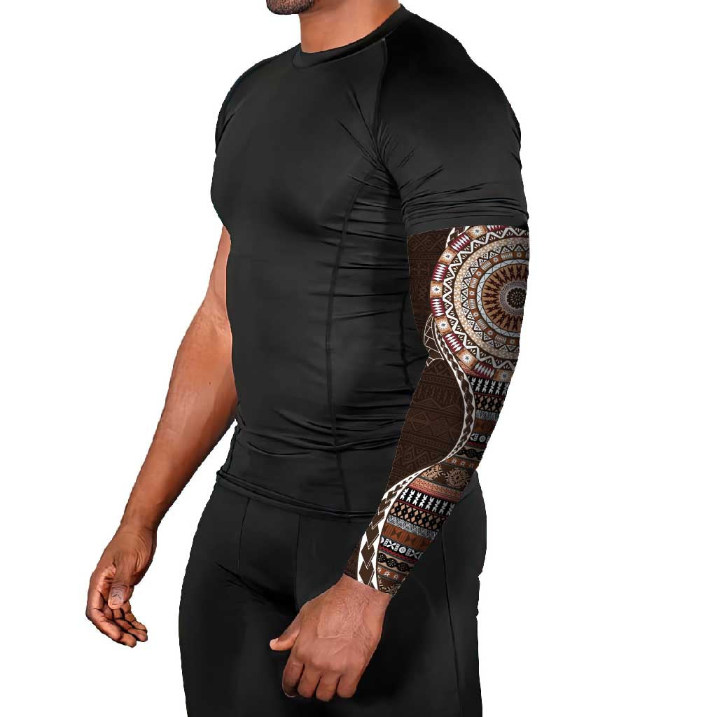 Fijian Masi Tribal Tattoos Art Pattern Arm Sleeves Brown Color Half Style - Polynesian Pride