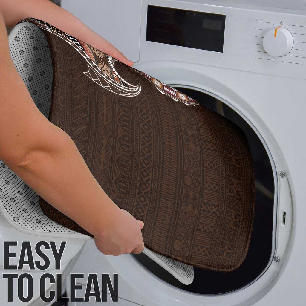 Fijian Masi Tribal Tattoos Art Pattern Bathroom Set Brown Color Half Style - Polynesian Pride