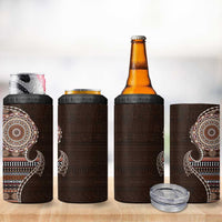 Fijian Masi Tribal Tattoos Art Pattern 4 in 1 Can Cooler Tumbler Brown Color Half Style - Polynesian Pride