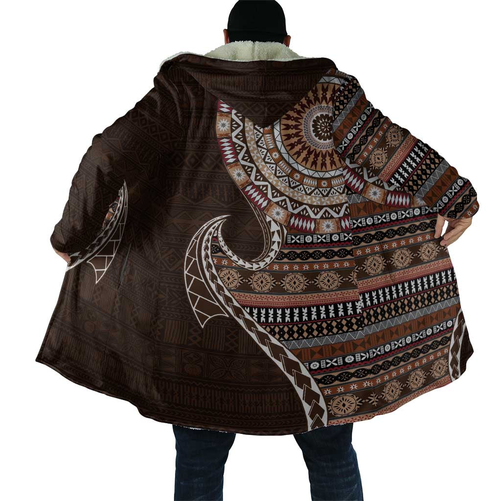 Fijian Masi Tribal Tattoos Art Pattern Cloak Brown Color Half Style - Polynesian Pride